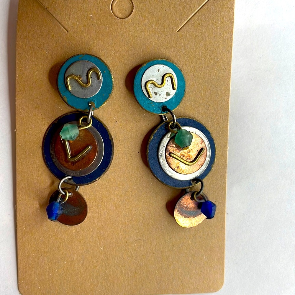 Handmade Vintage multi-metal dangle earrings